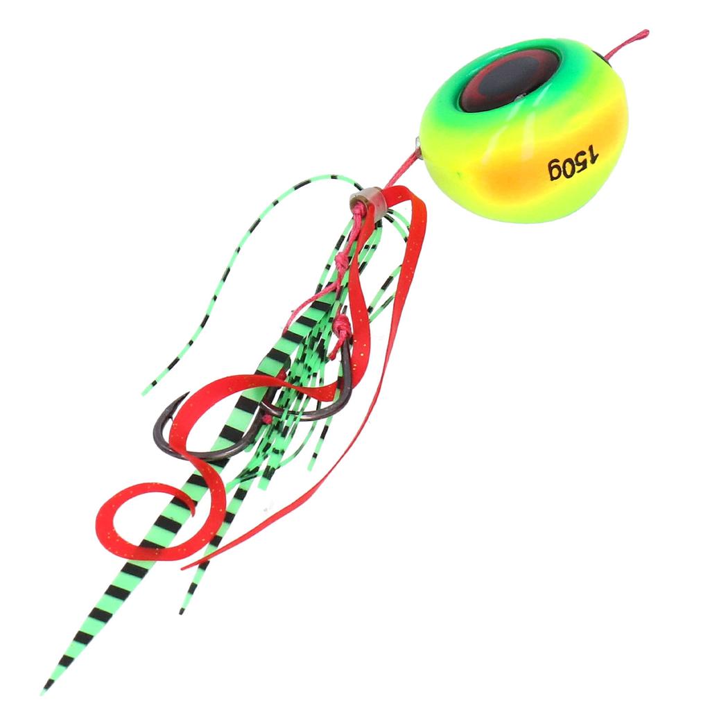 150g Fishing Lure High Carbon Steel 3D Eye Artificial Baits for River Sea Lake FishingYellow Green