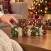 Decorative Holiday Signage Wooden Merry Christmas Sign 2D Flat Farmhouse Freestanding Table Centerpiece Small Keepsake Rustic Tiered Tray Decoration
