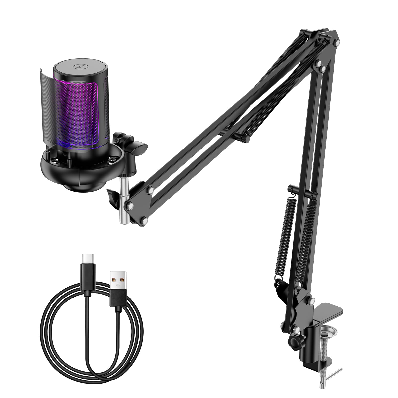 

BuukBaag Condenser Microphone [One-Click Mute Function & Automatic Noise Cancellation] Gaming Microphone for Game Commentary, Meetings, Recording,