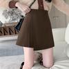 Autumn-Winter Plaid Pleated Half-Body Plus Size Wool Skirt: High-Waist, Belly-Covering for a Slim Look.