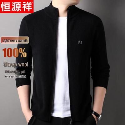 Men's 100% Pure Wool Zipper Cardigan Sweater