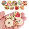 100Pcs Buttons Natural Wood Color Painted Printing Wide Sided DIY Clothing Accessories 30mm