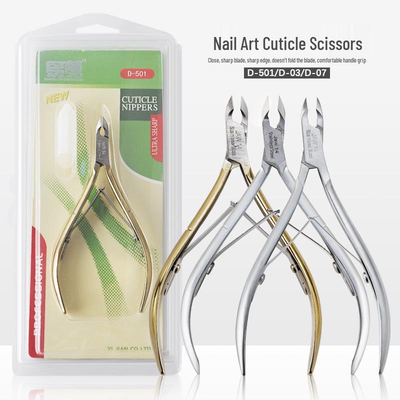 Golden Easy-Cut Manicure Set: Cuticle Nipper D-501, Easy-Cut Pusher, Silver Scissors D-07/D-03