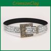 Vintage National Style Embossed Metal Buckle Floral Pu Leather Belt For Jeans