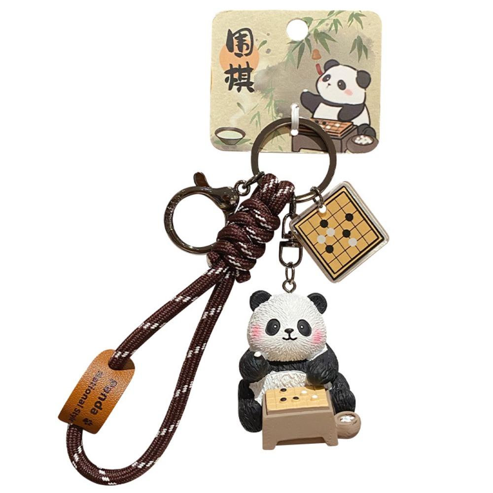 Kawaii Panda Keychain Chinese Style Car Key Ring Creative Panda Dolls Pendant  Key Decor