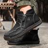 Läderstövlar herr höst och vinter nya stor storlek hög topp sammet varma snökängor brittisk vind dragkedja i sidan halkfria Martin-kängor