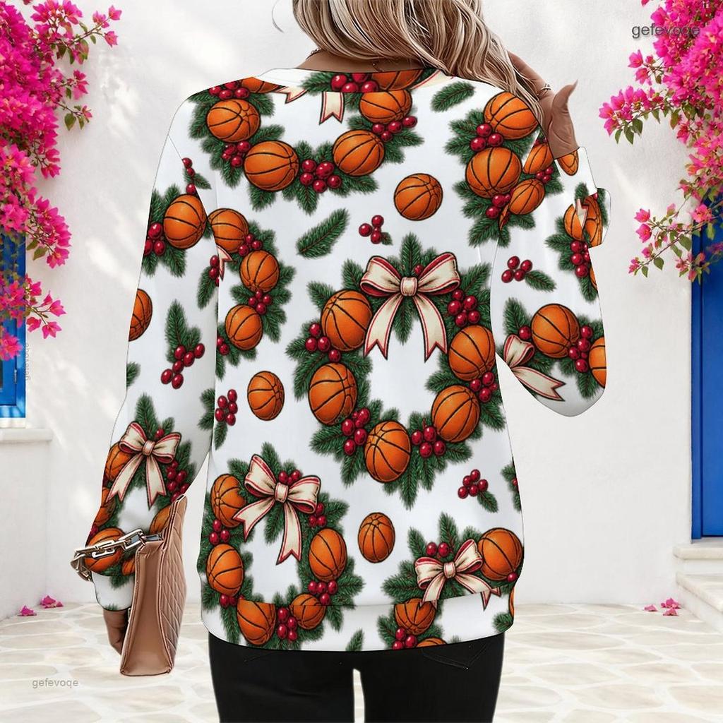 Women Plus Size Round Neck Long Sleeve Ribbed Cuffs Sun Moon Butterfly Print Light Blue Sweatshirt