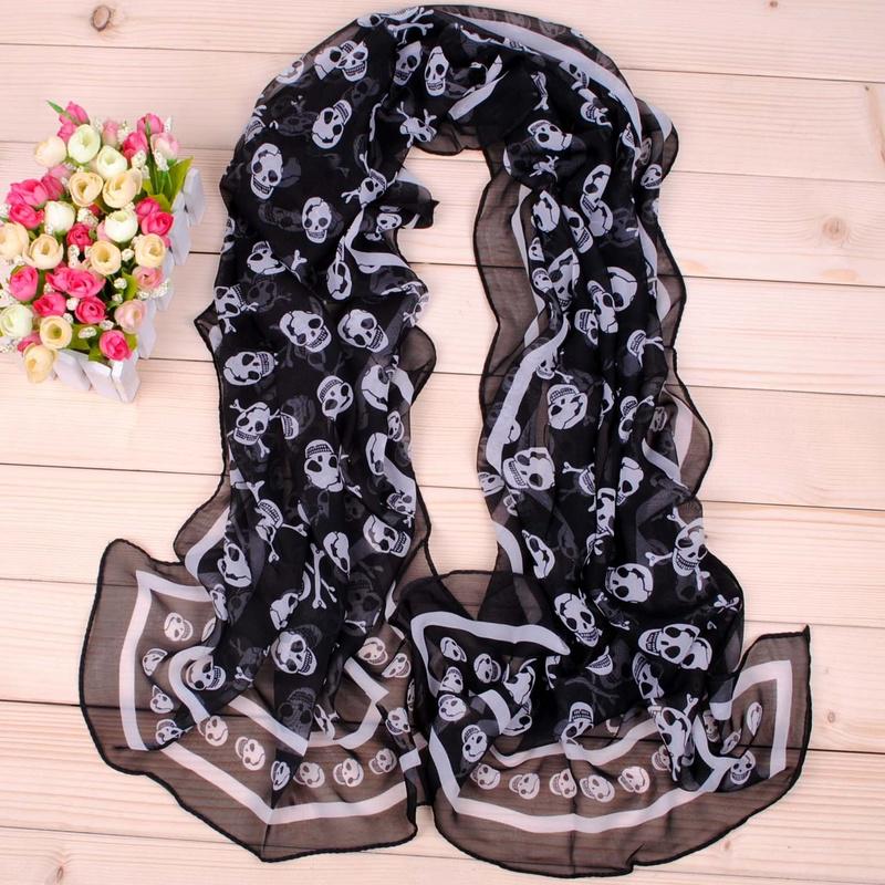 1PC Skull Fashion Women's Ladies Soft Scarves Long Wraps Shawl Beach Scarf