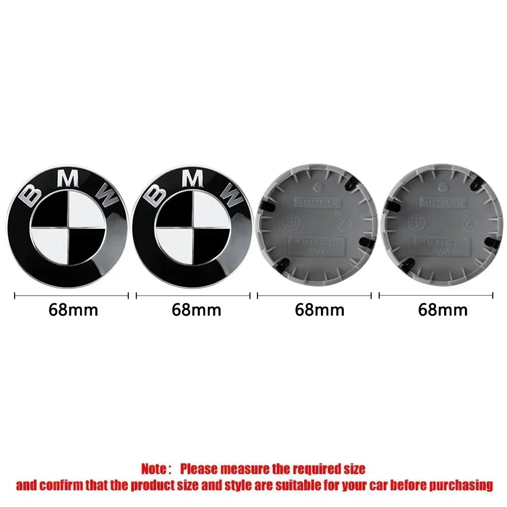 4 Stück 68mm Auto-Radnabendeckel-Logo ist geeignet für BMW 1 3 4 5 6 7 Serie M1x3 X6 X7 E36 E39 E46 E60 E90 Zubehör.