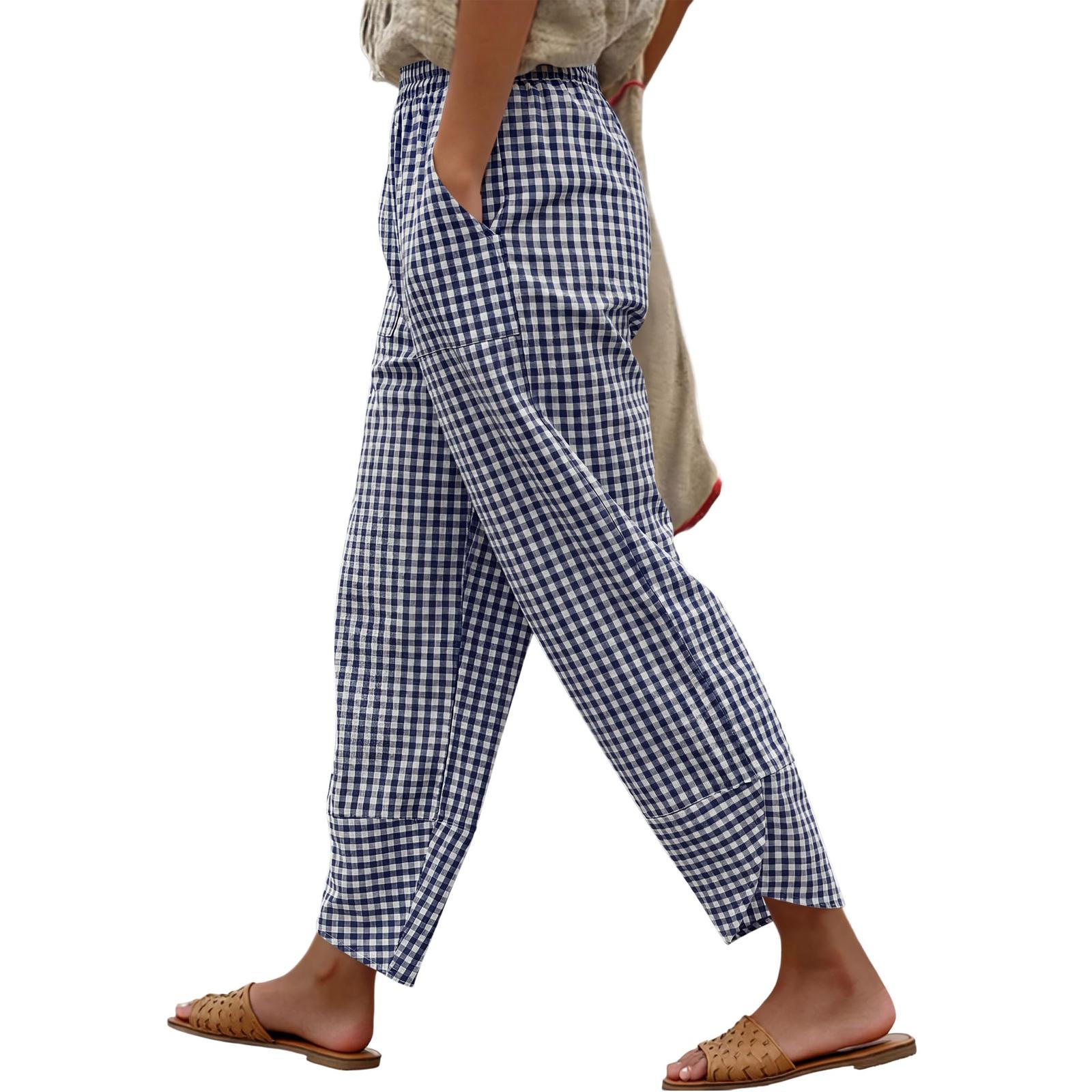 

Women’s Loose Fit Print Casual Pants with Elastic Waistband and Side Pockets Lightweight Relaxed Trousers XL