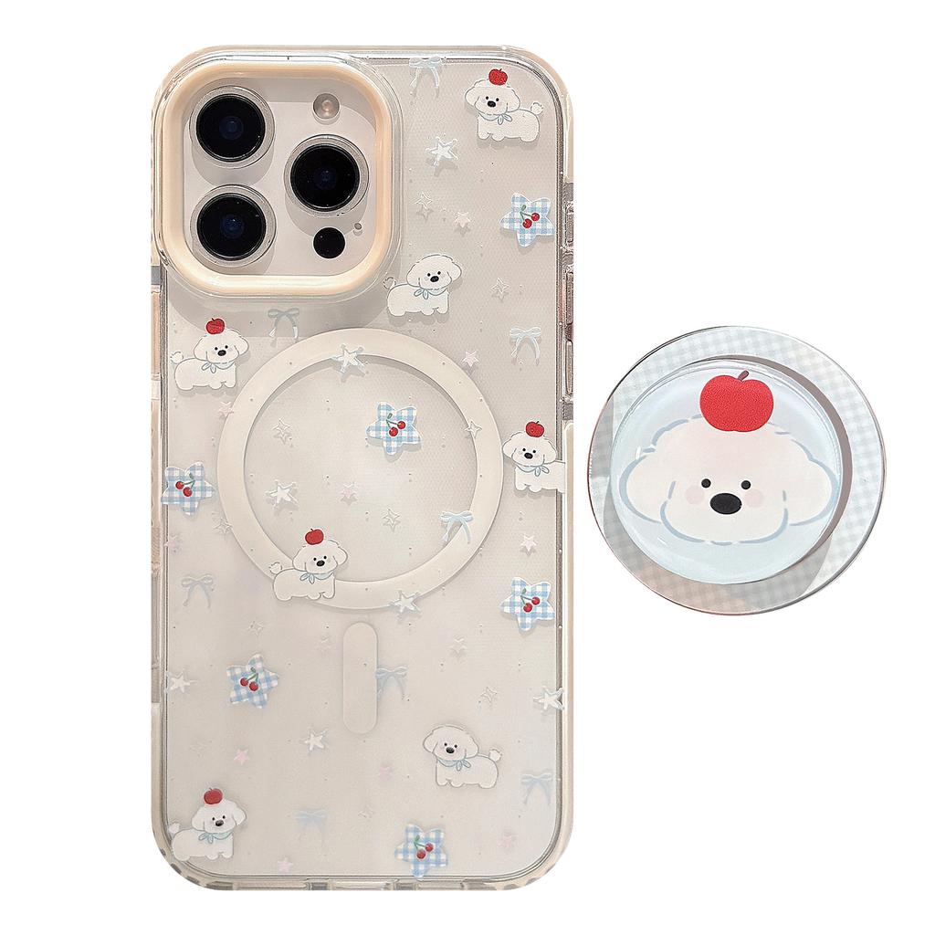 Magnetic Bracket IPhone15Promax Cute Puppy Apple 16 Mobile Phone Case 14 Suitable for 13 Anti Fall 12 Korean Series