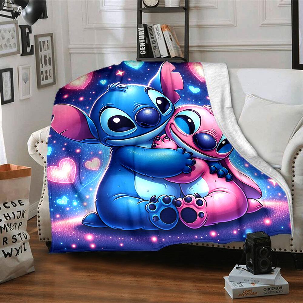 Stitch Friendship Flannel Blanket Super Soft Warm Cozy Blanket For Sofa Bed Office Travel Allseason Home Decor Gift