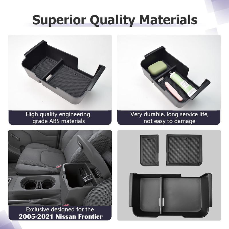 HGWEI Center Console Storage Box Tray for 2005- Nissan Frontier Armrest Storage Organizer Interior Phone Holder Car Box Tray