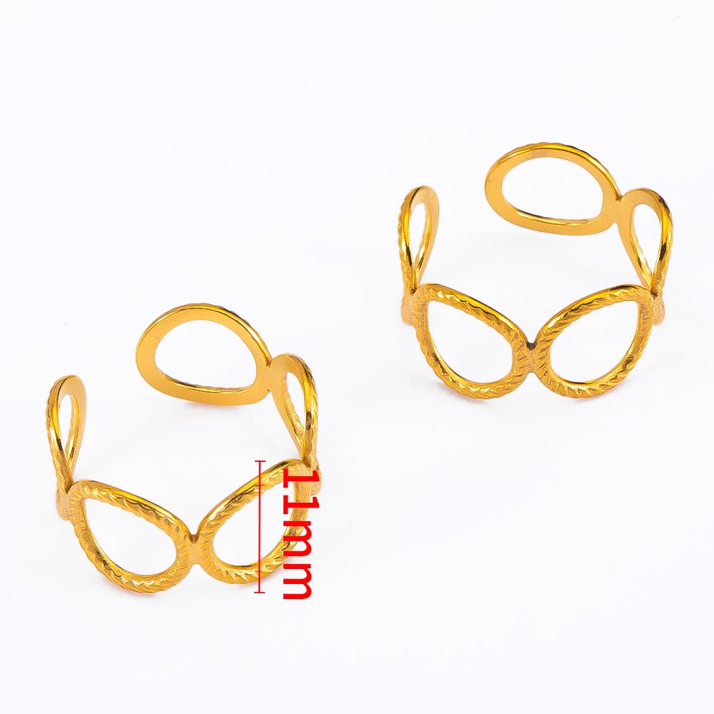 

2pcs Vintage Palace Style Gold color Stainless Steel Adjustable Open-End Rings with Carved Patterns for DIY Jewelry Accessories 2 Pcs
