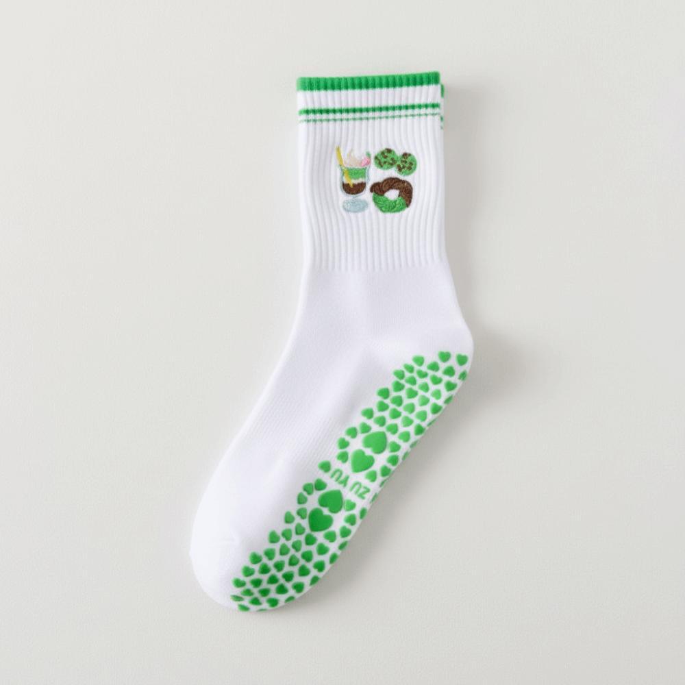 New Cotton Pilates Socks Harajuku Street Sweat-absorbent Yoga Socks Casual Breathable Cherry Embroidery Socks