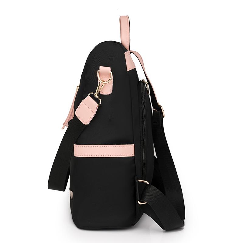 Tassel Backpack Women's Color Contrast Travel Small Backpack Student Schoolbag