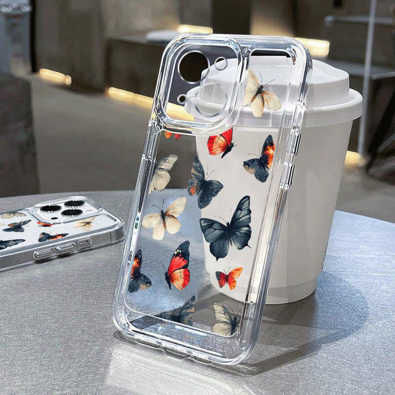 

Красочный прозрачный чехол для телефона с бабочками для iPhone 16 15 14 Pro Max 13 12 11 Pro Max Xr X Xs Max 15 14 8 7 Plus, противоударный прозрачный мягкий силиконовый чехол iPhone XR