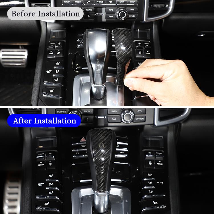 Real Carbon Fiber Car Gear Knob Interior Accessories for Porsche Cayenne 2011-2017 Center Console and Head Cover Decoration
