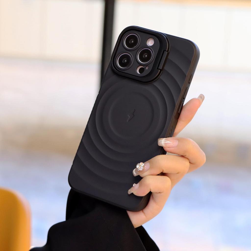 iPhone 17 Pro Max Case: Wave Pattern Anti-Drop, Lens Cover, Invisible Stand
