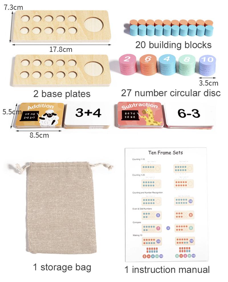 Children's Wooden Number Board Cognitive Matching Addition Subtraction Operation Montessori Logical Thinking Training Math Toys