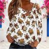 Women Plus Size White Asymmetric Cutout Neck Cold Shoulder Long Sleeve Floral Printed Top