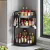 Corner Kitchen Rack: Multi-functional Triangle Knife Holder & Seasoning Jar Storage Organizer.