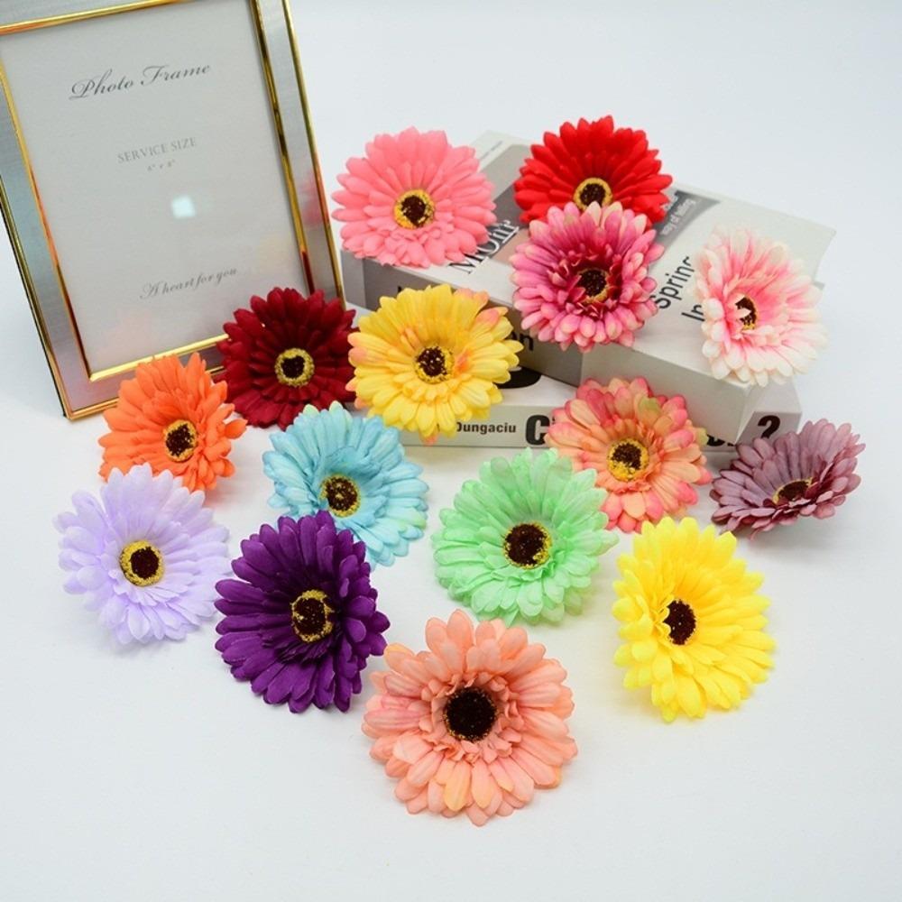 7pcs New Silk Artificial Sunflowers Gerbera DIY 3D Sunflower Flower 10cm Flower Arranging Simulated Flower Photography
