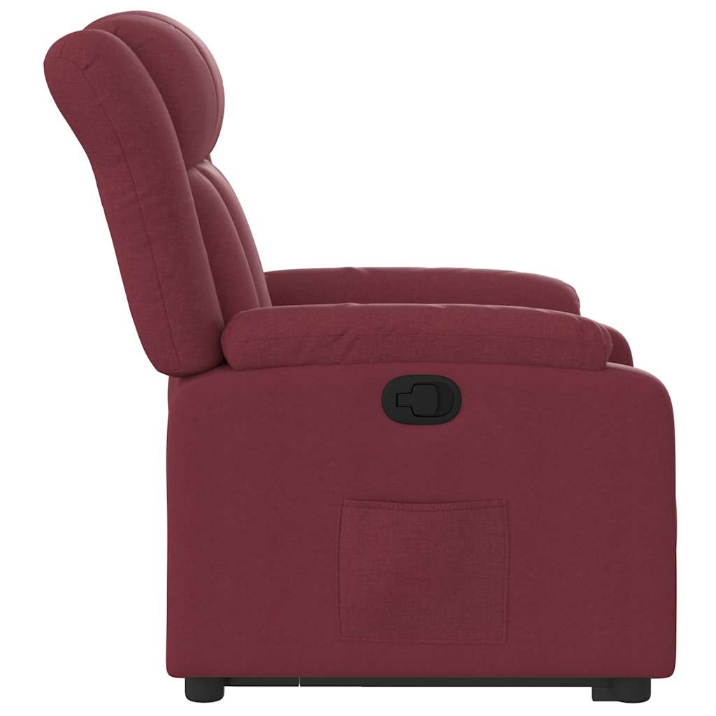 Recliner Chair with Rising Function Burgundy Fabric