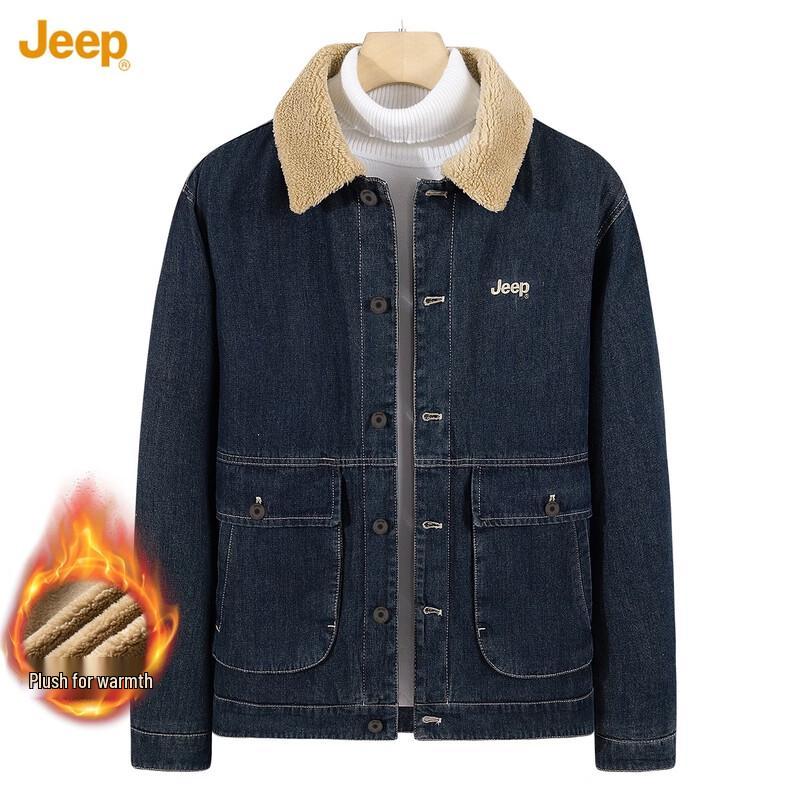 Мужская рабочая джинсовая куртка JEEP с подкладкой из искусственного мутона 2XL
