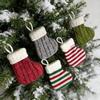 Festive Party Favor Pouches Mini Knitted Christmas Stocking Ornaments, Knit Xmas Tree Hanging Decor, Small Gift Card Holders Pendants for Tree,
