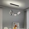 Modern Creative Transparent Glass Ball Black Long LED Chandelier Nordic Indoor Lighting Restaurant Cafe Office Pendant Lamp