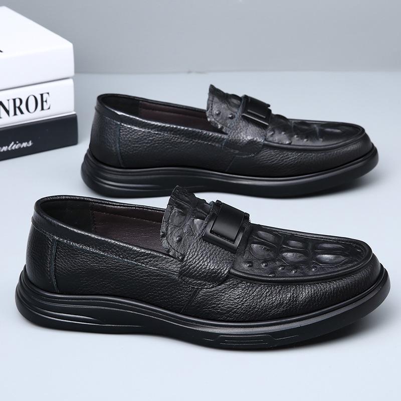 Leather Doudou shoes men's spring and autumn new cowhide soft-soled casual leather shoes one foot lazy shoes men