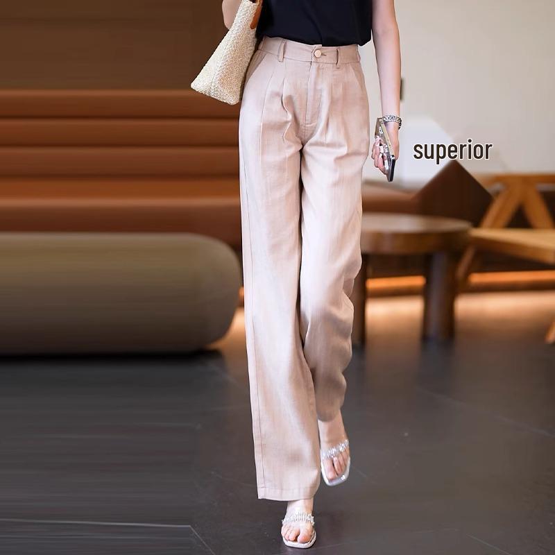 

2025 Women s Pink High-Waisted Wide-Leg Pants - Slimming and Versatile Summer Fashion S (85-95 jin)