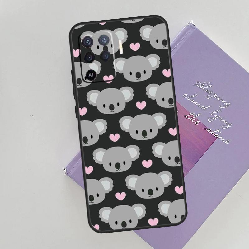 Cute Cartoon Koala Phone Case For Oppo A74 A53 A54 A94 A15 A16 A17 A52 A72 A76 A96 A57S A58 A78 A98 Back Cover