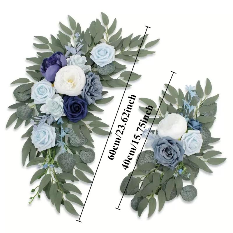 2pcs Artificial Crescent Flower Swag Wedding Arch Decor Fake Floral Finished for T Stage Road Lead Party Ceremony Event Supplies