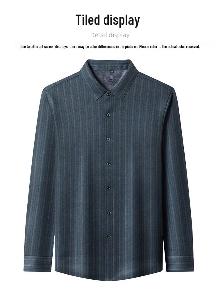 Herren Luxus Gestreift Kaschmir Seide Langarm Business Casual Hemd