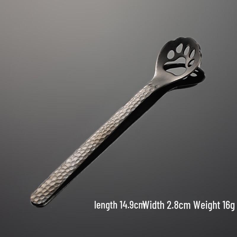 Qianxing 304 Stainless Steel Black Slotted Cat Paw Spoon Set