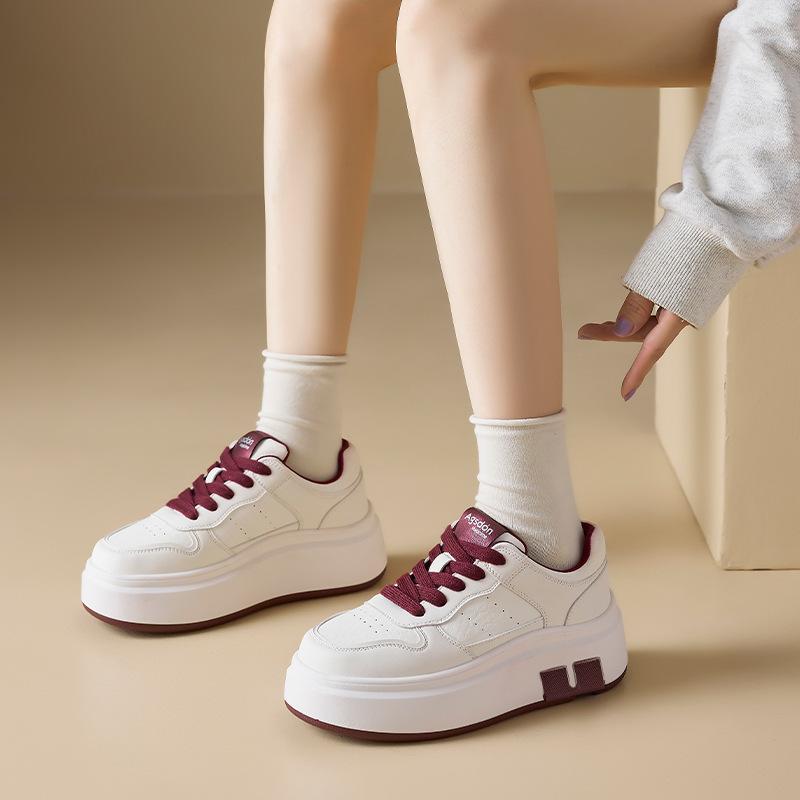Augustine kleine weiße Schuhe Damen 2025 Herbst und Winter neue Muffin-Plateau Student lässige Board-Schuhe kleine Sportschuhe