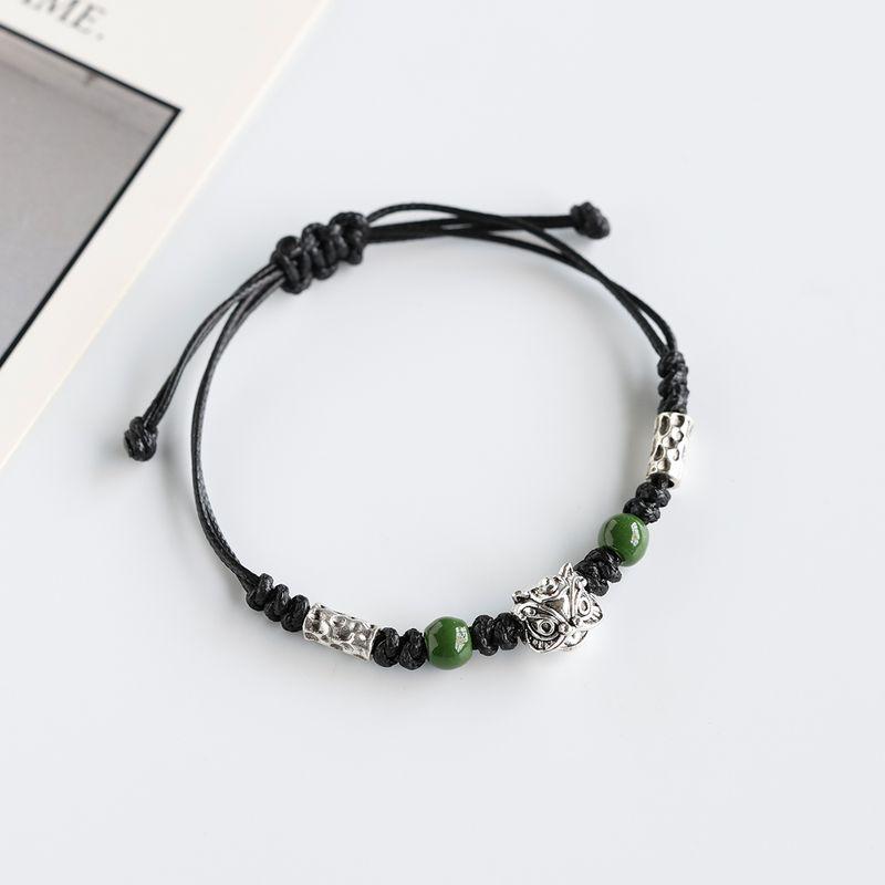 

Милый маленький керамический браслет Xingshi в национальном стиле, артистичный, ретро, подарок, парные браслеты, мужской новый китайский браслет из красной веревки, женский Dark green