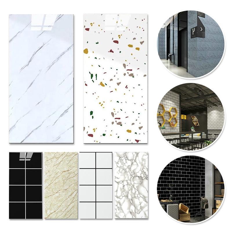 10Pcs Waterproof Marble Tiles Sticker PVC Self Adhesive Vinyl Wall Stickers Bathroom Kitchen Cupboard Backsplash Decor Decals