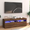 Moderner TV-Schrank Im Vintage-Stil Mit LED-Licht Außenansicht Aus Brauner Eiche 120x35x40 Cm