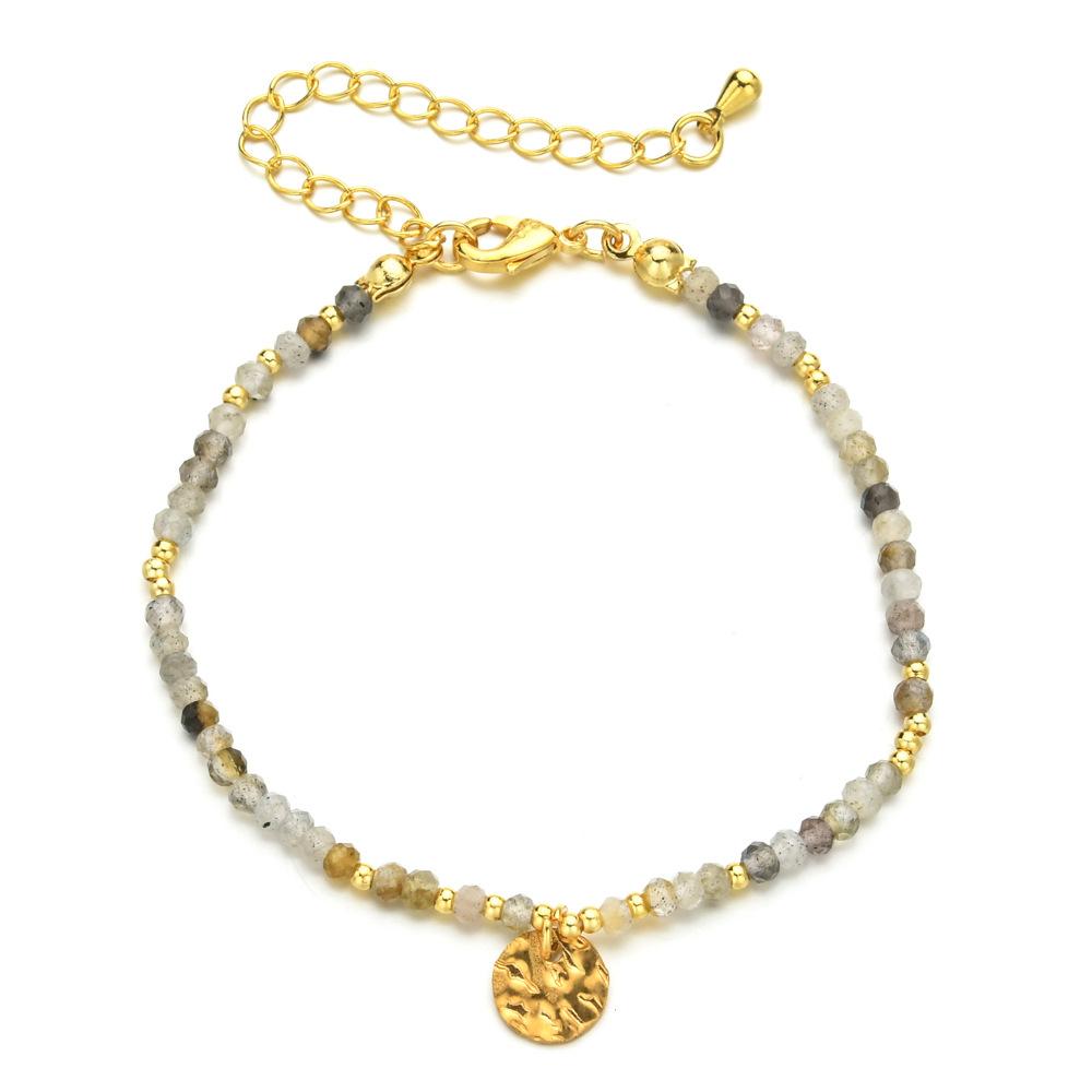 Fashionable Irregular Natural Stone Beaded Bracelet, Ethnic Style Stainless Steel Colored Jewelry Bracelet