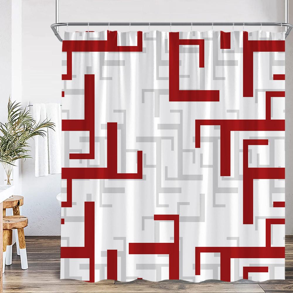 Geometric Shower Curtain Simple Abstract Creative Pattern Bathroom Decortaions Modern Polyester Fabric Home Decor for Bath