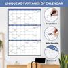 Large Dry Erase Calendar for Wall - Undated Wall Calendar Dry Erase, 28" x 40" (Vertical), Erasable & Reble Wall Calendar 3 Month with Round Stickers