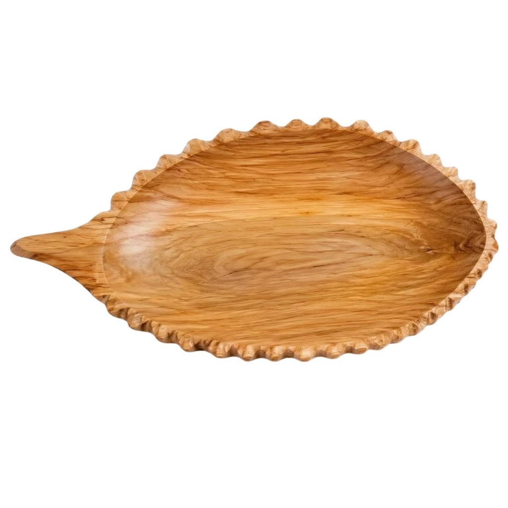 Leaf Tray Shallow Wood Bowl Serving Smooth Food Platter Sturdy