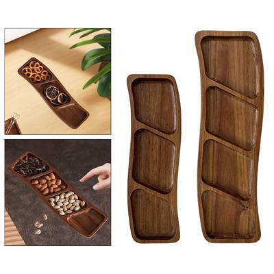 Wood Tray for Party Dish Handcrafted Multipurpose Divided Serving Tray for Dessert Cheese Brunch Plate Snack Cheese Display Tray