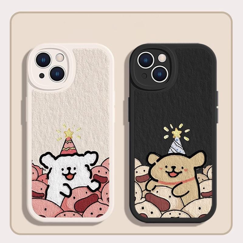 Handyhülle Für Liebhaber Paare Passend für iPhone 11 12 13 14 15 16 Pro Max XR X XS Mini 8 7 Plus SE 2020 Klare Hülle Niedlicher Cartoon-Hund