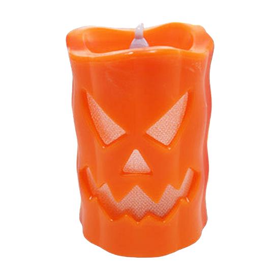 Bougie d'Halloween sans flamme avec lumière LED, Design Visage de Fantôme Citrouille Crâne Sécurisée à Piles Décoration Intérieur Extérieur pour Fête Maison Hantée