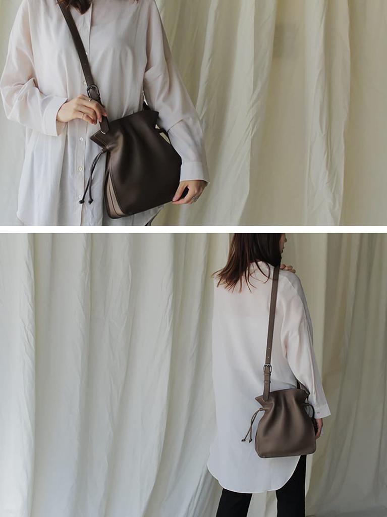 Bolsa de Ombro com Cordão Gratante em Couro Genuíno de Vaca, Feminina, abb-g0035 (Marrom Carvão)