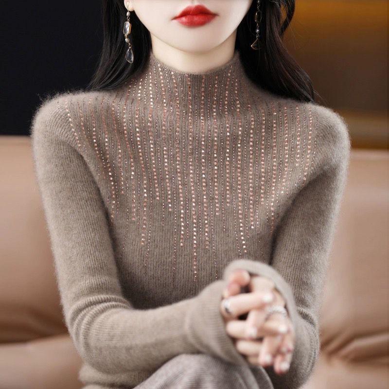 

Women s High Neck Sweater - Warm, Knitted, Loose-Fit Casual Top for Autumn & Winter S